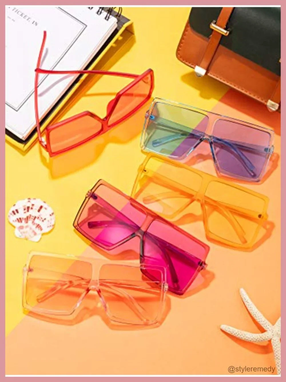 9 Pairs Oversized Square Sunglasses Flat Top Retro Vintage Wide Shade Unisex